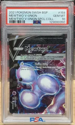 2021 Pokemon SWSH159 MEWTWO V-UNION SPECIAL COLLECTION PSA 10 - Image 1