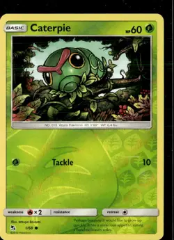 Pokemon Caterpie 1/68 Hidden Fates Reverse Holo Common - Image 1