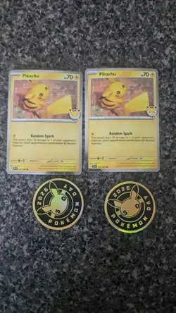 Pikachu 051/162 Pokemon Day Stamped Promo 30th Anniversary Lot Of 2 With Coins - Image 1