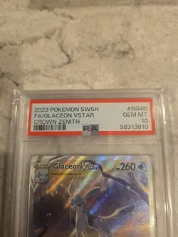 2023 POKEMON SWORD & SHIELD CROWN ZENITH #GG40 FULL ART/GLACEON VSTAR PSA 10 - Image 2