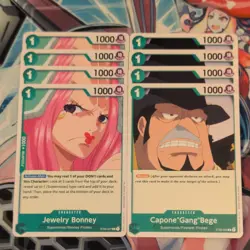 4 x Jewelry Bonney ST02-007 C & 4 x Capone"Gang"Bege ST02-004 C One Piece Mint - Image 1