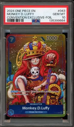 One Piece CCG Monkey.D.Luffy Convention Exclusive Foil Promo P-043 PSA 10 - Image 1