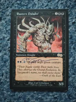 MAGIC THE GATHERING MTG 1x EASTERN PALADIN SIGNED CARL CRITCHLOW URZA'S SAGA LP - Image 1