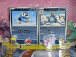 Piplup 027 Reverse Holo & Prinplup 028 Reverse Holo Phantasmal Flames Pokemon - Image 1