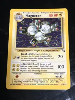 Pokemon TCG Magneton Fossil 11/62 holo rare 1999 WOTC LP - Image 1
