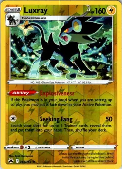 Pokemon | Crown Zenith | Luxray (44) | 044/159 | Reverse Holo | NM - Image 1