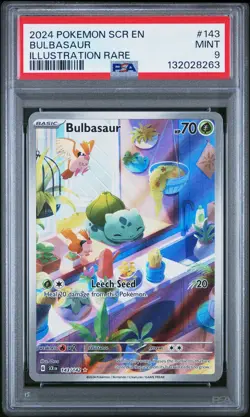 Pokemon Bulbasaur 143/142 Sv07 Stellar Crown #143 Illustration Rare MINT PSA 9 - Image 1