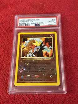 2001 POKEMON GAME MOVIE POKEMON 3 MOVIE PROMO #34 ENTEI-REVERSE FOIL PSA 8 - Image 1