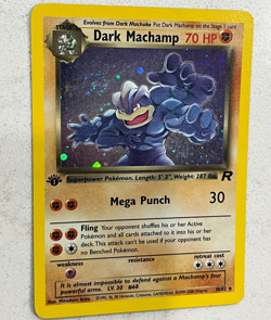 Dark Machamp SWIRL 10/82 Holo Rare Team Rocket Pokemon 1st Edition Holofoil - Image 1