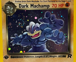 Dark Machamp SWIRL 10/82 Holo Rare Team Rocket Pokemon 1st Edition Holofoil - Image 3