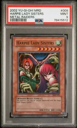 2002 YU-GI-OH! MRD-METAL RAIDERS #009 HARPIE LADY SISTERS PSA 9 - Image 1