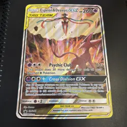 Pokemon TCG Jumbo Espeon & Deoxys GX SM240 Black Star Promo Card LP-NM - Image 1