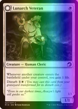 MTG Magic the Gathering Lunarch Veteran (27/553) Innistrad Midnight Hunt LP FOIL - Image 1