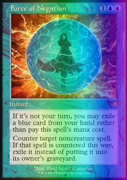 MTG Force of Negation (9e/404) Modern Horizons LP FOIL- ETCHED - Image 1