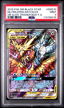 2019 POKEMON SM BLACK STAR PROMO FULL ART MOLTRES & ZAPDOS & ARTICUNO GX PSA 9 - Image 1