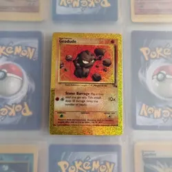 Geodude HOLO Prism Fossil Vending Golden Sticker Rare Pokemon Card Vintage 90's - Image 1