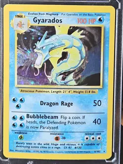 Pokemon 1999 Gyarados 100 HP Holo Rare Base Set 6/102 LP/Excellent - Image 1