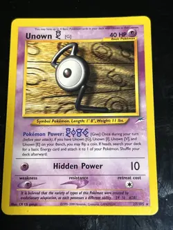 Pokemon TCG Unown (G) 27/105 Neo Destiny Unlimited Non-Holo Rare Vintage - Image 1