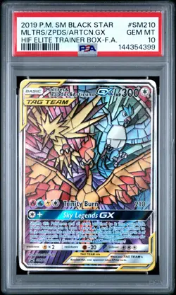 2019 POKEMON SM BLACK STAR PROMO FULL ART/MOLTRES & ZAPDOS & ARTICUNO GX PSA 10 - Image 1