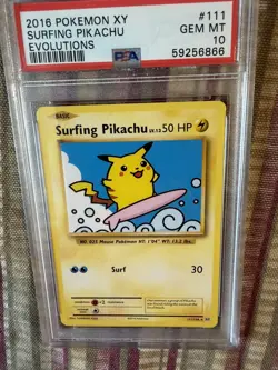 2016 POKEMON XY EVOLUTIONS #111 SURFING PIKACHU PSA 10 - Image 1