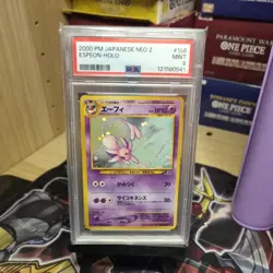 Pokemon Japanese Pocket Monsters Neo Set 2 Card #196 Espeon Holo PSA 9 - Image 1