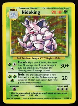 Nidoking 11/102 Holo Rare Base Set Pokemon Card - Image 1