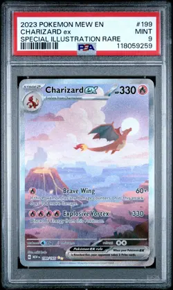 2023 POKEMON MEW EN-151 SPECIAL ILLUSTRATION RARE #199 CHARIZARD EX PSA 9 - Image 1