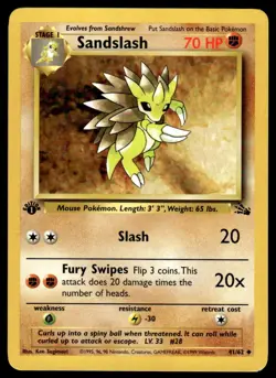 Pokemon TCG Fossil 1st Edition #41/62 Sandslash LP+ - Image 1