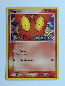 Damaged 2005 Pokemon EX Deoxys Slugma 74/107 Common Reverse Holo - Image 1