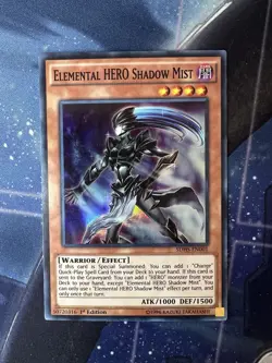 2x Elemental HERO Shadow Mist - SDHS-EN001 Super Rare 1st Edition LP - Image 2