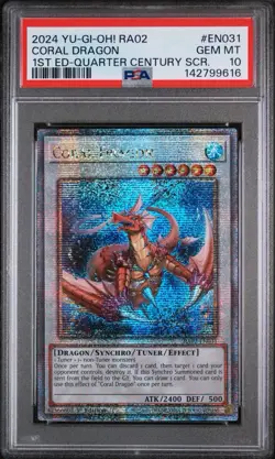 PSA 10 GEM MINT 1st Edition YuGiOh RA02-EN031 Coral Dragon QCSR Quarter Century - Image 1