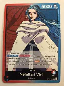 One Piece Kingdoms Of Intrigue Nefeltari Vivi Leader OP04-001 NM - Image 1