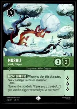 Disney Lorcana TCG WInterspell Mushu Sneaky Dragon Embossed 212/204 - 31426* - Image 1