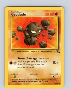 Pokemon TCG Geodude Fossil 47/62 Unlimited Common Card WOTC LP-NM - Image 1