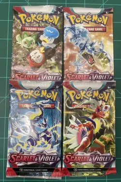 Pokemon TCG Scarlet and Violet Base Set Booster Packs, 4 Art Set - Image 1