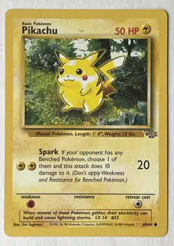 Pikachu 60/64 Jungle Common English Pokemon Card - LP/MP Red Cheeks - Image 1