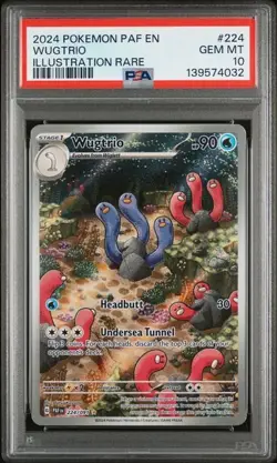 2024 Pokemon Paf EN-Paldean Fates Wugtrio #224/091 Illustration Rare PSA 10 - Image 1