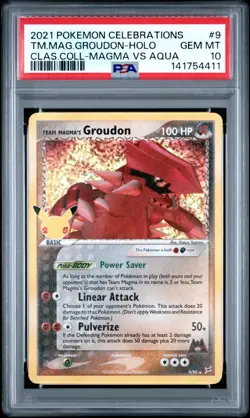 Pokemon Team Magma's Groudon PSA 10 Gem Mint Holo Rare #9 Celebrations 2021 - Image 1