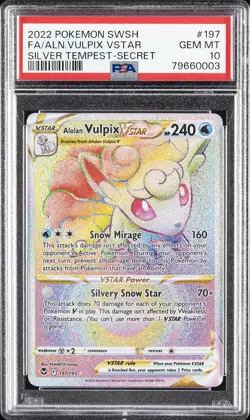 2022 POKEMON SWORD & SHIELD SILVER TEMPEST FULL ART/ALOLAN VULPIX VSTAR PSA 10 - Image 1