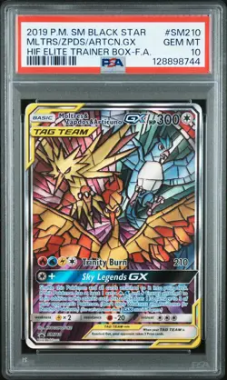 2019 POKEMON SM BLACK STAR PROMO FULL ART/MOLTRES & ZAPDOS & ARTICUNO GX PSA 10 - Image 1