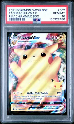 2021 POKEMON SWSH BLACK STAR PROMO PIKACHU VMAX BOX FULL ART/PIKACHU VMAX PSA 10 - Image 1