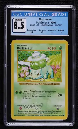 Bulbasaur Shadowless Pokemon Base Set CGC 8.5 1999 - Image 1
