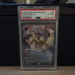 2025 DISNEY LORCANA EN 9-FABLED ENCHANTED CRUELLA DE VIL - STYLE ICON PSA 10 - Image 1