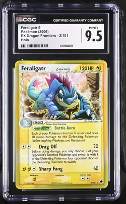 CGC 9.5 MINT+ Feraligatr 2006 EX Dragon Frontiers 2/101 Holo Pokemon Card - Image 1
