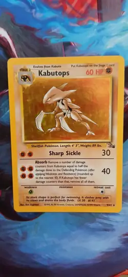 Pokemon Kabutops Holo Rare Card #9/62 Fossil TCG 60HP 1999 English - Image 1