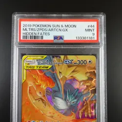 PSA 9 Moltres Zapdos Articuno 44/68 Pokemon Hidden Fates Holo Graded Card - Image 2
