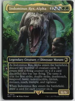 Indominus Rex, Alpha 0014 Borderless Jurassic World Collection REX MTG Magic - Image 1
