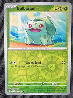 BULBASAUR 001/165 REVERSE HOLO COMMON 151 POKEMON REVERSE HOLO NM - Image 1