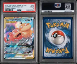 2019 Pokemon Sun & Moon Unified Minds #35 Slowpoke & Psyduck GX PSA 9 - Image 3