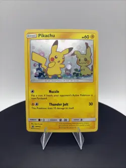 2019 Pokemon TCG Pikachu w/ Mimikyu SM162 Black Star Promo Holo NM Condition - Image 1